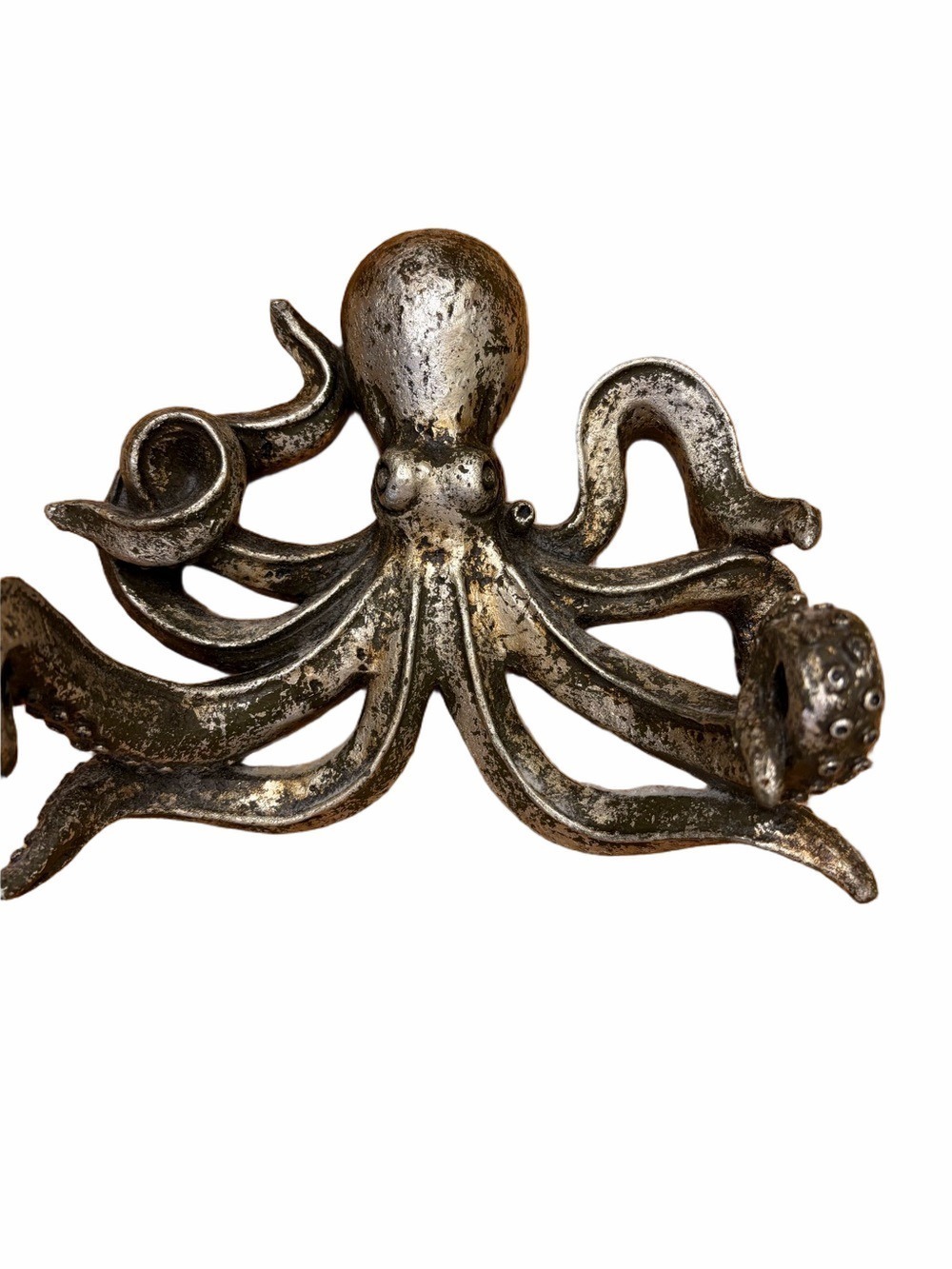 Octopus Wall Decor Black Silver Distressed Finish